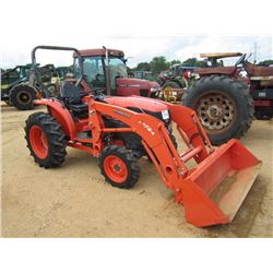 KUBOTA L3240D MFWD FARM TRACTOR, S/N 70488, 3 PTH, PTO, LA724 FRONT LOADER ATTACH, GP BUCKET, ROLL B