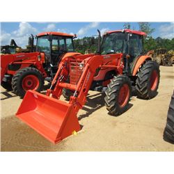 KUBOTA M9540D MFWD FARM TRACTOR, S/N 80904, 3 PTH HITCH, PTO, 3 REMOTES, LOADER ATTACHMENT, AUX HYD,