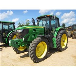 JOHN DEERE 6140M MFWD FARM TRACTOR, S/N 774879, 3 PTH, PTO, 3 HYD REMOTES, ECAB W/AIR, 380/90R34 FRO