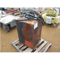 PORTABLE STEEL FUEL TANK, HOSE & NOZZLE, AIR PUMP