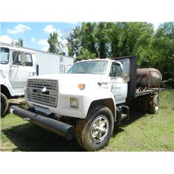 1991 FORD F800 S/A FLATBED, S/N 1FDPF82J3MVA17373, DIESEL ENG, 5 SPD TRANS, P/S, 15' FLATBED, BODY, 