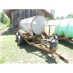 SHOP MADE T/A WATER TRAILER, ENGINE, PUMP
