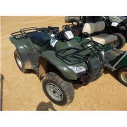 HONDA RANCHER 4 WHEELER, S/N TRX420TE7, FRONT & REAR RACK, ODOMETER READING 1,891 MILES