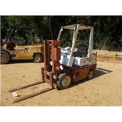 NISSAN 50 FORKLIFT, S/N CEH02A25V, 4 CYL DIESEL ENG, 42" FORKS, CANOPY, METER READING 2,520 HOURS