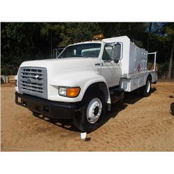 1998 FORD F SERIES FUEL & LUBE TRUCK, S/N 1FDWF80COWVA24548, CUMMINS DIESEL ENG, 6 SPD TRANS, FUEL T