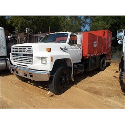 1990 FORD F800 FUEL & LUBE TRUCK, S/N 1FDPK84P9LVA03691, FORD DIESEL ENG, 5 SPD TRANS, 13' ELLIOT BO