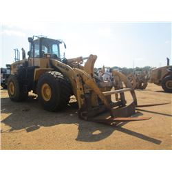 KOMATSU WA500-6 WHEEL LOADER, S/N 55464, ROCKLAND LOG FORKS W/TOP CLAMP, ECAB W/AIR, LINCOLN AUTO LU