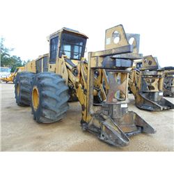 TIGERCAT 720B FELLER BUNCHER, S/N 7202518, SAW HEAD, ECAB W/AIR, 67-34-46 TIRES, METER READING 10,57