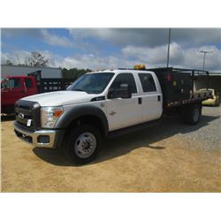 2011 FORD F450 4X4 S/A FLATBED TRUCK, S/N 1FD0W4HT6BEC89796, POWER STOKE DIESEL ENG, A/T, CREW CAB, 