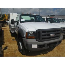 2005 FORD D450 S/A FLATBED FUEL & LUBE TRUCK, S/N 1FDXF46P75EB86781, POWER STROKE DIESEL ENG, A/T, H