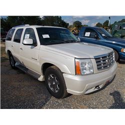 2005 CADILLAC ESCALADE, S/N 1GYEC63NX5R275945, V8 GAS, A/T, ODOMETER READING 288,780 MILES (REMOTE I