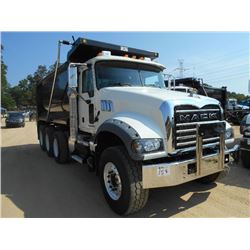 2015 MACK GU713 TRI-AXLE DUMP, S/N 1M2AX07CXFM024061, MP8 445C MACK ENG, 10 SPD TRANS, 44K REARS,18K