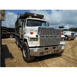 1995 FORD LTL 9000 TRI-AXLE DUMP, S/N 1FDZA90U8SVA49587, CUMMINS DIESEL ENG, 10 SPD TRANS, 46K REARS