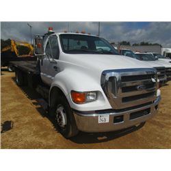 2005 FORD F650 S/A FLATBED ROLLBACK TRUCK, S/N 3FRNF65F95V183291, CUMMINS DIESEL ENG, A/T, 20' ROLLB
