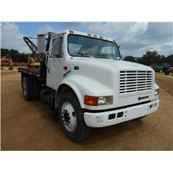 1997 INTERNATIONAL 4700 S/A FLATBED, S/N 1HTSCABN5VH444209, IHC T444E DIESEL ENG, A/T, 12' FLATBED B