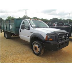 2005 FORD F550 S/A FLATBED, S/N 1FDAF56T85EA38795, POWER STROKE DIESEL ENG, A/T, 17' FLATBED BODY W/
