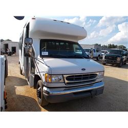 1999 FORD E450 PASSENGER BUS, S/N 1FDXE40F9XHG19283, FORD DIESEL ENG, A/T, 14 SEAT, ODOMETER READING