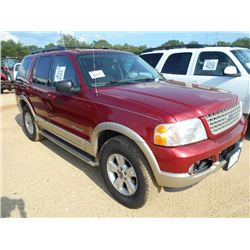 2005 FORD EXPLORER SUV, S/N 1FMZU64K75UA57592, GAS ENG, A/T, ODOMETER READING 277,018 MILES