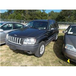 2004 JEEP LARADO 4X4 GRAND CHEROKEE, S/N 1J4GW48N84C393121, GAS ENG, A/T, ODOMETER READING 221,620 M