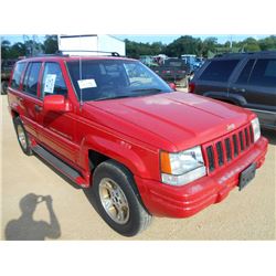 1997 JEEP GRAND CHEROKEE 4X4 SUV, S/N 1J4GZ78Y8VC522740, GAS ENG, A/T, ODOMETER READING 208,772 MILE
