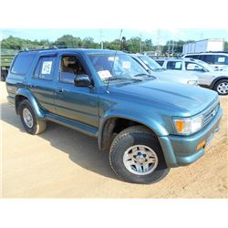 1993 TOYOTA FORERUNER SUV 4X4, S/N JT3BN39W6P0096134, GAS ENG, A/T, ODOMETER READING 166,922 MILES