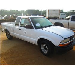 2003 CHEVROLET S10 EXTENDED CAB PICKUP, S/N 1GCCS19X838237810, GAS ENGINE, A/T, EXTENDED CAB, ODOMET