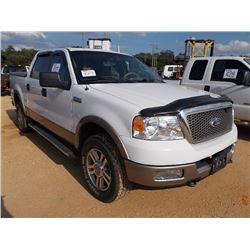 2005 FORD F150 4X4 PICKUP, S/N 1FTPW14515FB33637, GAS ENG, A/T, CREW CAB, ODOMETER READING 198,398 M