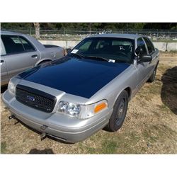 2007 FORD CROWN VICTORIA, S/N 2FAHP71W47X158868, V8 GAS, A/T, ODOMETER READING 204,330