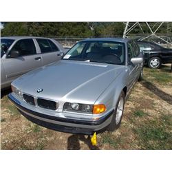 1998 BMW 740I 4 DOOR SEDAN, S/N WBAGF8321WDL56853, GAS ENG, A/T, ODOMETER READING 111,589 MILES