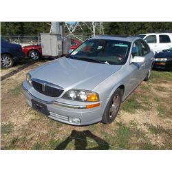 2001 LINCOLN LS, S/N 1LNHM87AX1Y727309, GAS ENGINE, A/T, ODOMETER READING 92,464 MILES