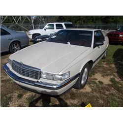 1992 CADILLAC ELDORADO 2 DOOR SEDAN, S/N 1G6EL13B8NU627497, GAS ENG, A/T, ODOMETER READING 145,348 M
