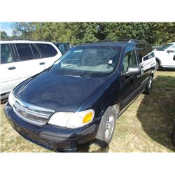 2004 CHEVROLET VENTURA VAN, S/N 1GNDX13EX4D229639, GAS ENG, A/T, ODOMETER READING 212,032 MILES