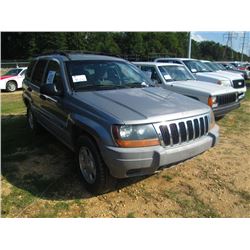 2000 JEEP LAREDO GRAND CHEROKEE, S/N 1J4G248S0YC332112, GAS ENGINE, A/T, 4 DOOR, ODOMETER READING 19
