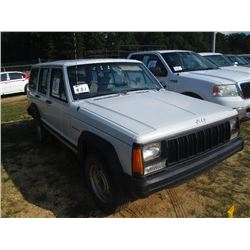 1990 JEEP CHEROKEE 4X4, S/N 1J4J28L4LL186351, GAS ENG, A/T, ODOMETER READING 115,093 MILES