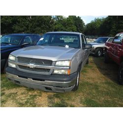 2004 CHEVROLET 1500 PICKUP, S/N 1GCEC19X84Z172331, GAS ENGINE, A/T, EXTENDED CAB, ODOMETER READING 2