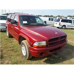 1999 DODGE DURANGO SLT SUV, S/N 1B4HS28Z7XF559755, GAS ENG, A/T, ODOMETER READING 148,674 MILES