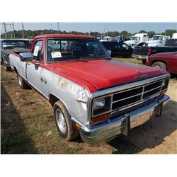 1990 DODGE RAM LE 150 PICKUP, S/N 1B7GE16Y7LS736803, GAS ENG, A/T, LONG BED, ODOMETER READING 117,55