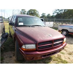2003 DODGE DURANGO, S/N 1D4HR38N43F515257, V8 GAS, A/T, ODOMETER READING 152,623 MILES