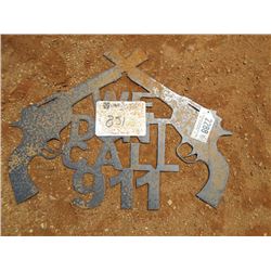 911 PISTOL METAL SIGN