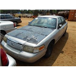 2001 FORD CROWN VICTORIA, S/N 2FAFP71W81X202076, V8 GAS, A/T, ODOMETER READING 114,237 MILES