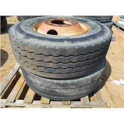 1 LOT (2) 315/80R22.5 TIRES & RIMS