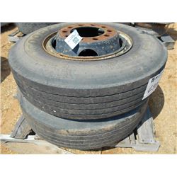1 LOT (2) 9.00R20 TIRES & RIMS