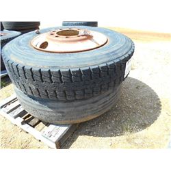 1 LOT (2) 11R24.5 TIRES & RIMS