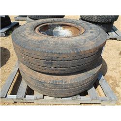 1 LOT (2) 10.00R20 TIRES & RIMS