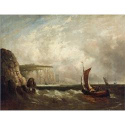 Manner of T.C. Cook (British 19th Century) Ships off the Coast Unsigned Oil...