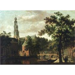 Dutch School, Late 18th-Early 19th Century Estuary Scene with Strolling Figures<br...