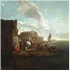 Image 1 : Manner of Philips Wouwerman (Dutch 1619-1668) Group of Travelers Beside a Rocky In...