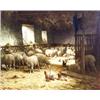 Image 1 : Charles H. Clair (French 1860-1930) Sheep and Chickens in a Stable Signed Ch. C...