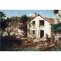 Abel Lefirvre (French Late 19th Century) Sun-Dappled Farmhouse Signed Abel Lefi...