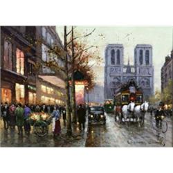 Edouard Leon Cortes (French 1882-1969) View of Notre Dame at Dusk Signed Edouar...